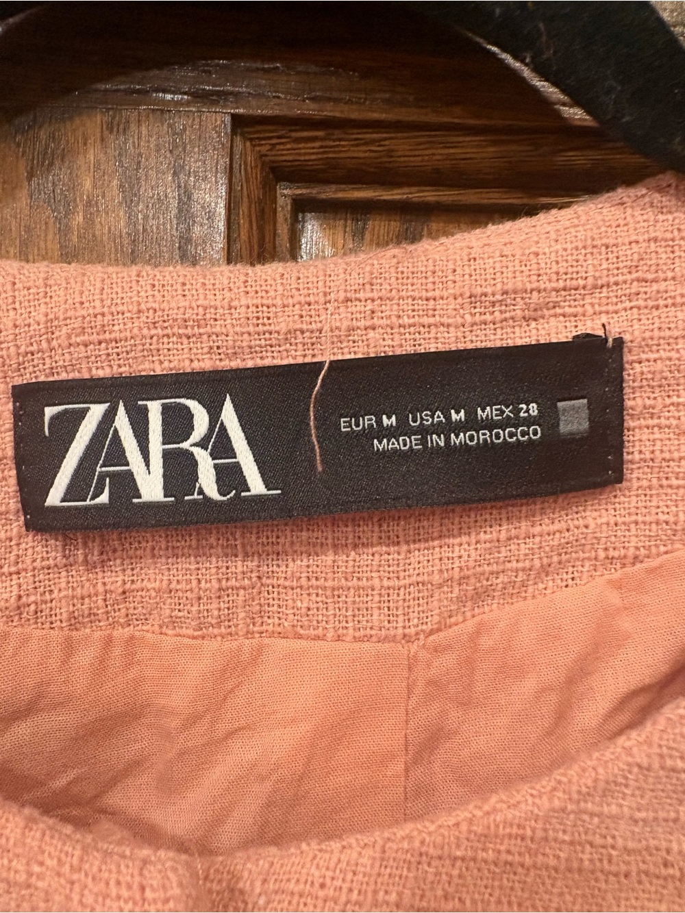 Zara $60 Textured Cropped Blazer salmon pink M boxy utility pocket - Picture 3 of 9